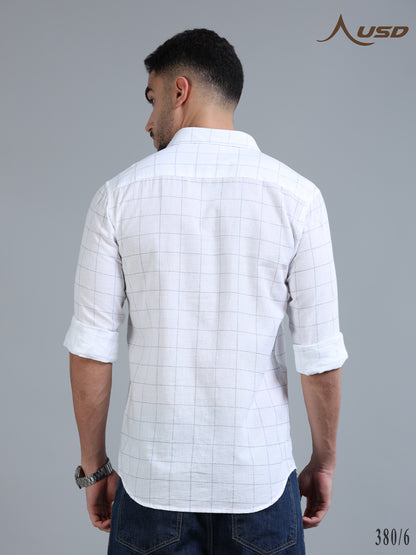 380/6-Cotton Linen Chex Full Shirts