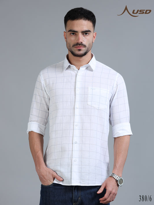380/6-Cotton Linen Chex Full Shirts