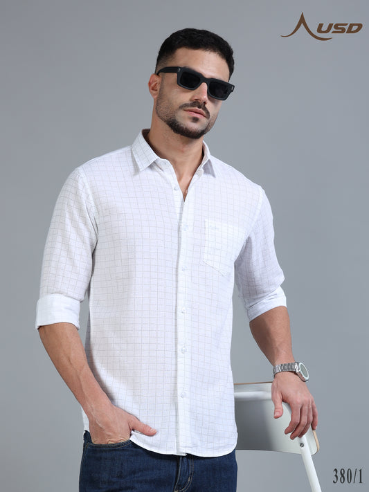 380/1-Cotton Linen Chex Full Shirts