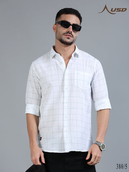 380/5-Cotton Linen Chex Full Shirts