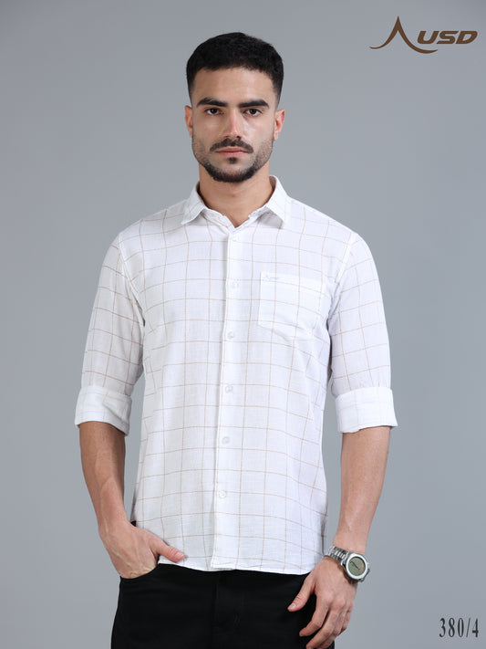 380/4-Cotton Linen Chex Full Shirts