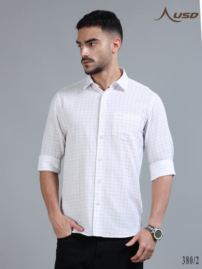 380/2-Cotton Linen Chex Full Shirts
