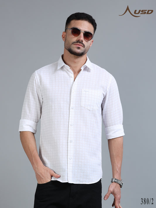380/2-Cotton Linen Chex Full Shirts