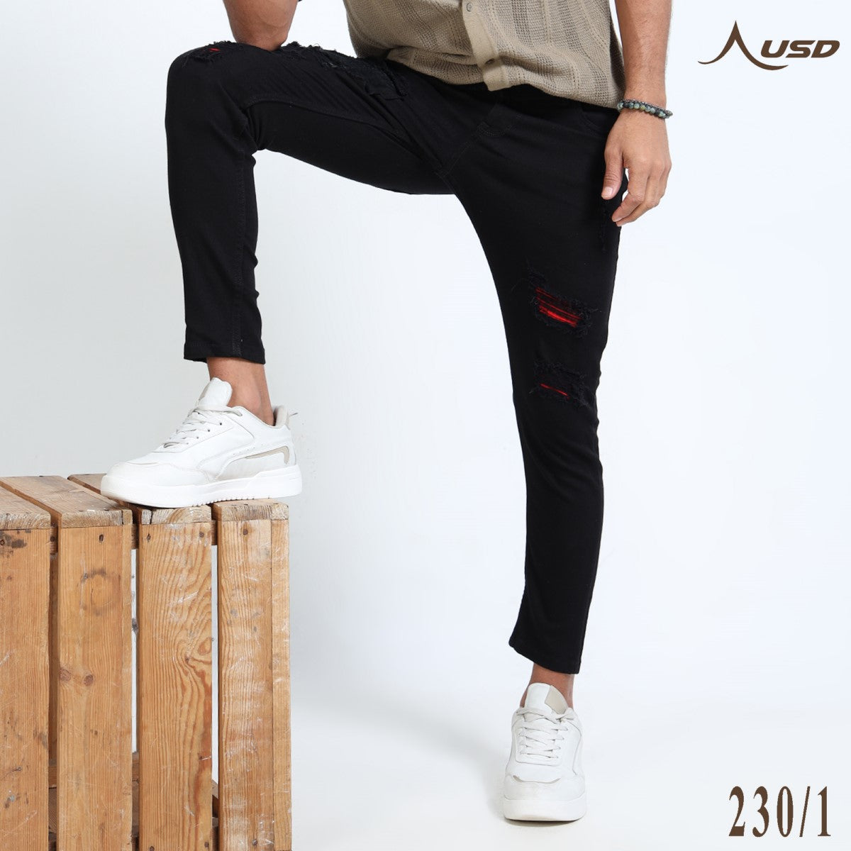 Ripped Ankle Fit Jeans Bold Streetwear-230/1