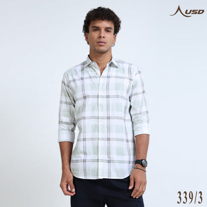 Twil Cotton Printed Chex Shirts - 339/3