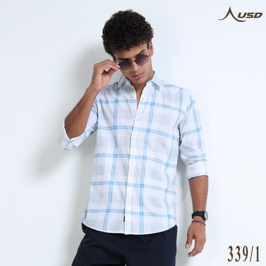 Twil Cotton Printed Chex Shirts - 339/1