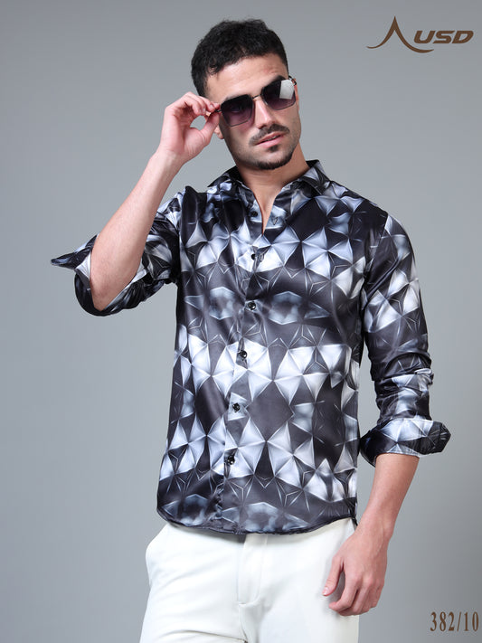 382/10–Premium Printed Satin Shirts