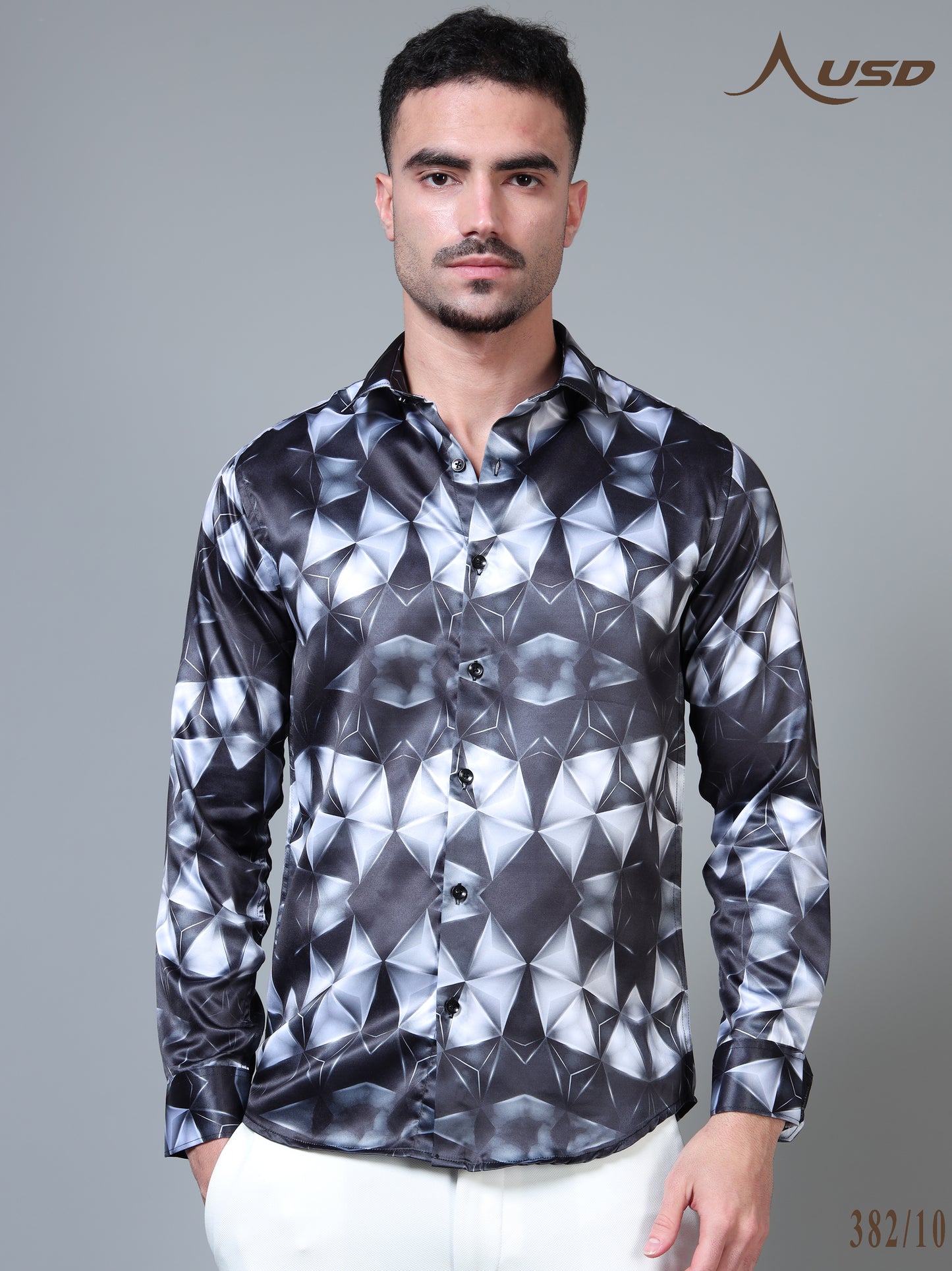 382/10–Premium Printed Satin Shirts