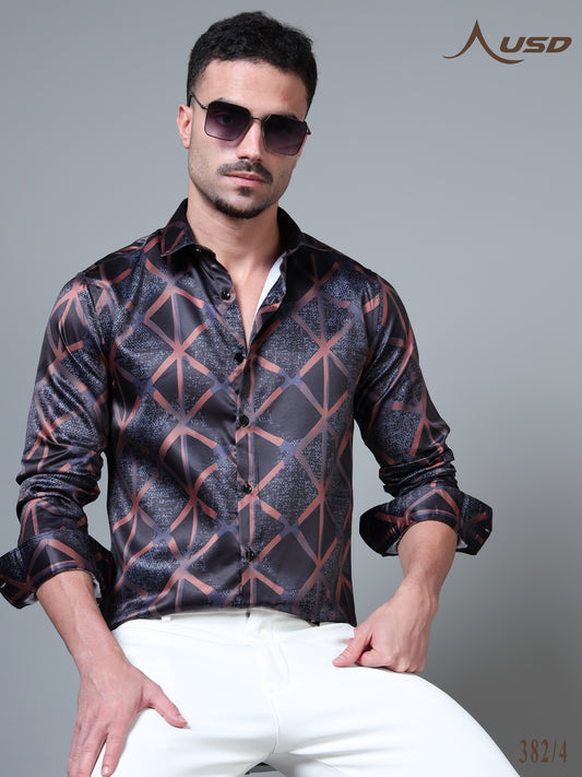 382/4–Premium Printed Satin Shirts