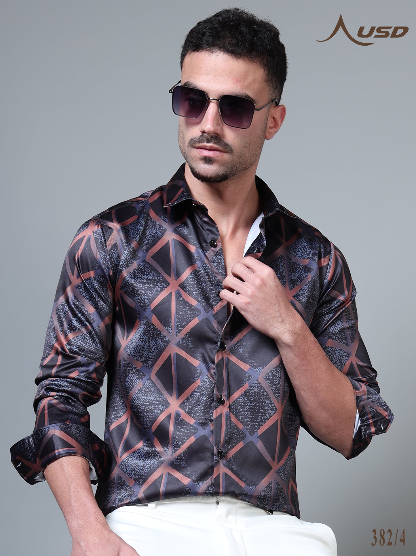 382/4–Premium Printed Satin Shirts