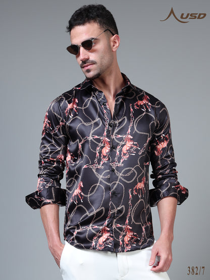 382/7–Premium Printed Satin Shirts