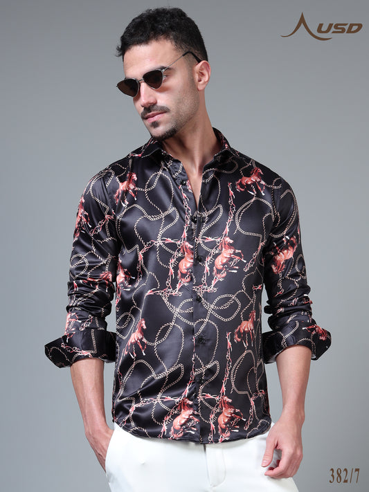 382/7–Premium Printed Satin Shirts