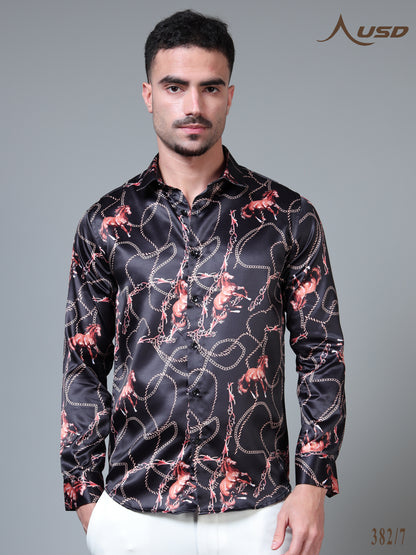 382/7–Premium Printed Satin Shirts