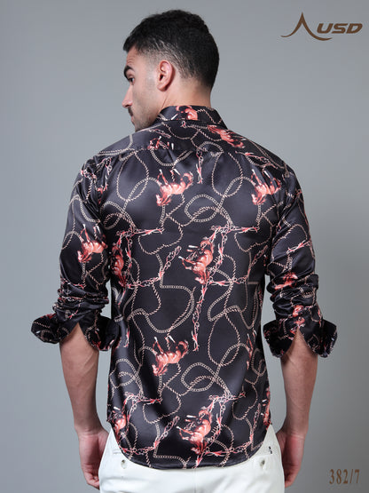 382/7–Premium Printed Satin Shirts