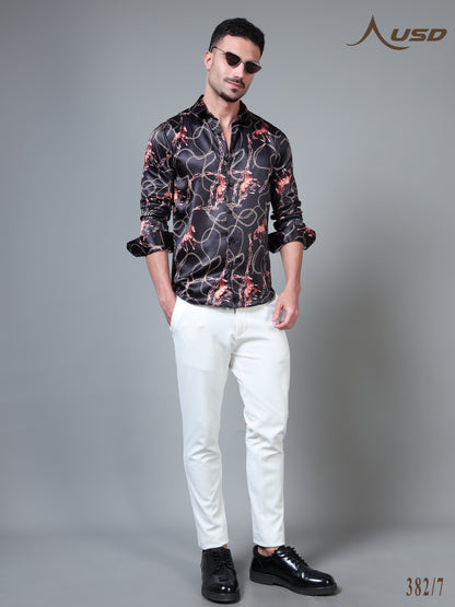 382/7–Premium Printed Satin Shirts