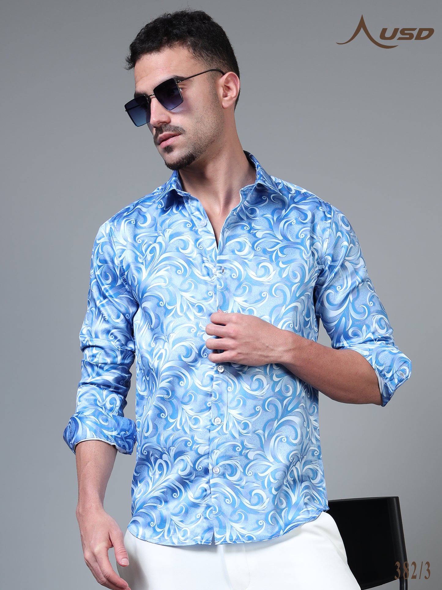 382/3–Premium Printed Satin Shirts