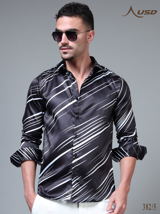 382/5–Premium Printed Satin Shirts