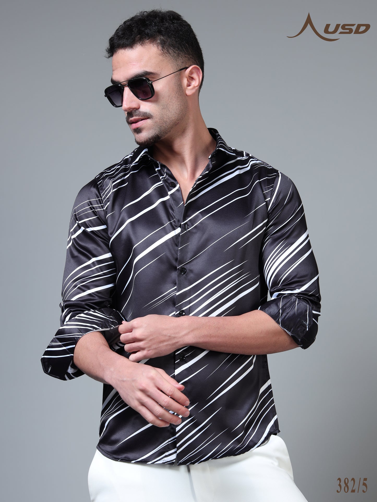 382/5–Premium Printed Satin Shirts