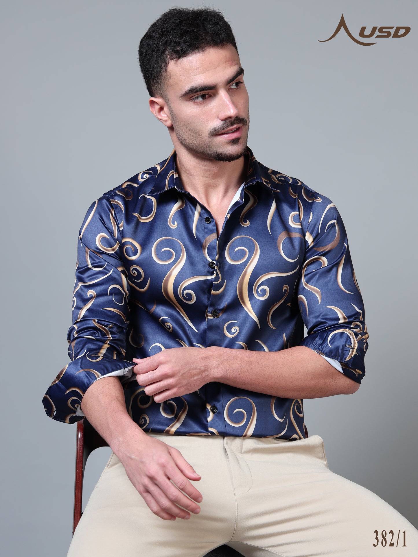 382/1–Premium Printed Satin Shirts