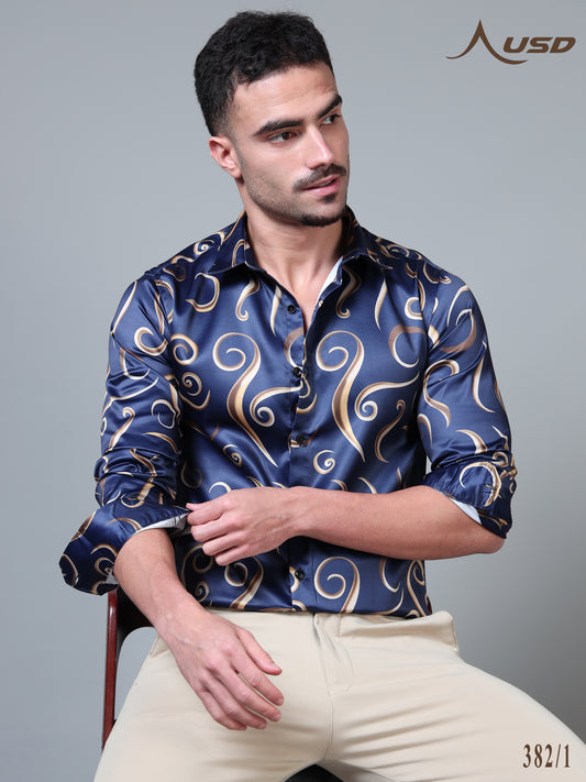 382/1–Premium Printed Satin Shirts