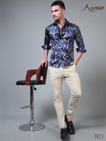 382/1–Premium Printed Satin Shirts
