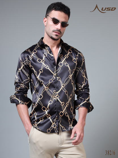 382/6–Premium Printed Satin Shirts