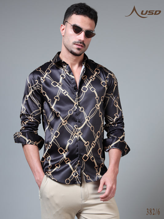 382/6–Premium Printed Satin Shirts