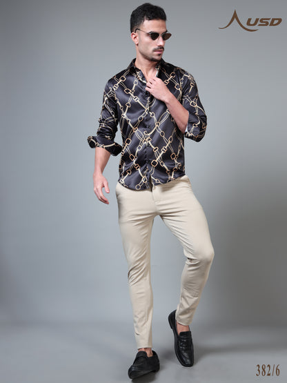 382/6–Premium Printed Satin Shirts