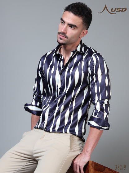 382/9–Premium Printed Satin Shirts