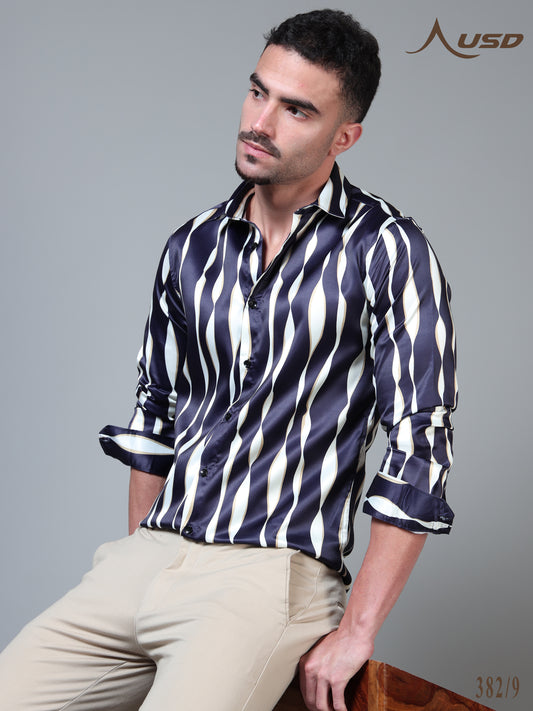 382/9–Premium Printed Satin Shirts