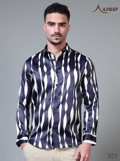 382/9–Premium Printed Satin Shirts