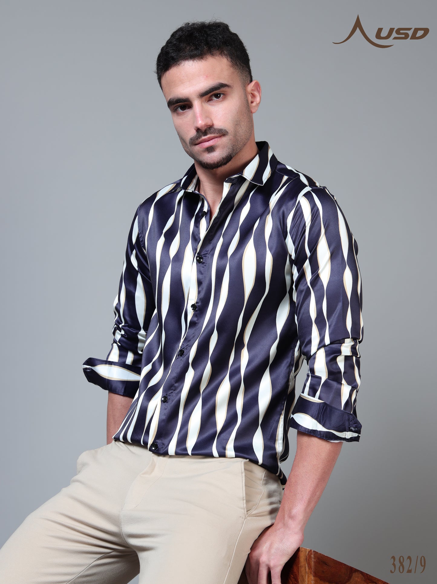 382/9–Premium Printed Satin Shirts