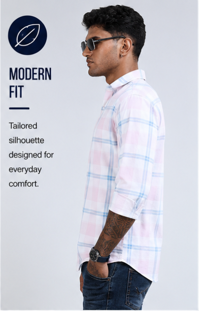 Twill Cotton Printed Chex Shirts - 339/8