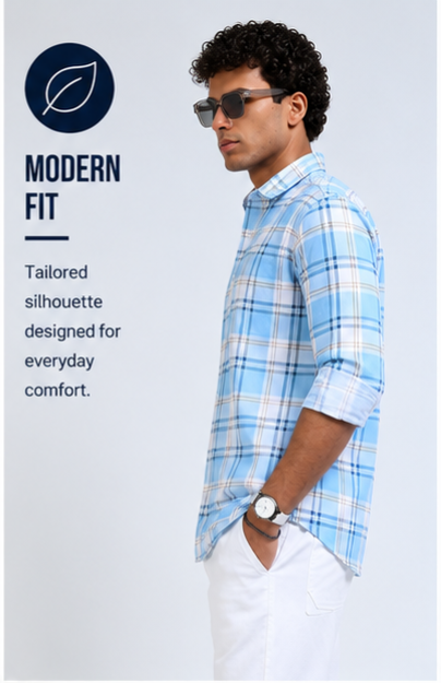 Twill Cotton Printed Chex Shirts - 339/6