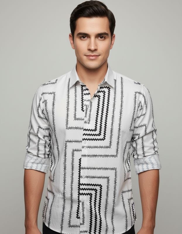 Premium Printed Satin Shirts - 377/10