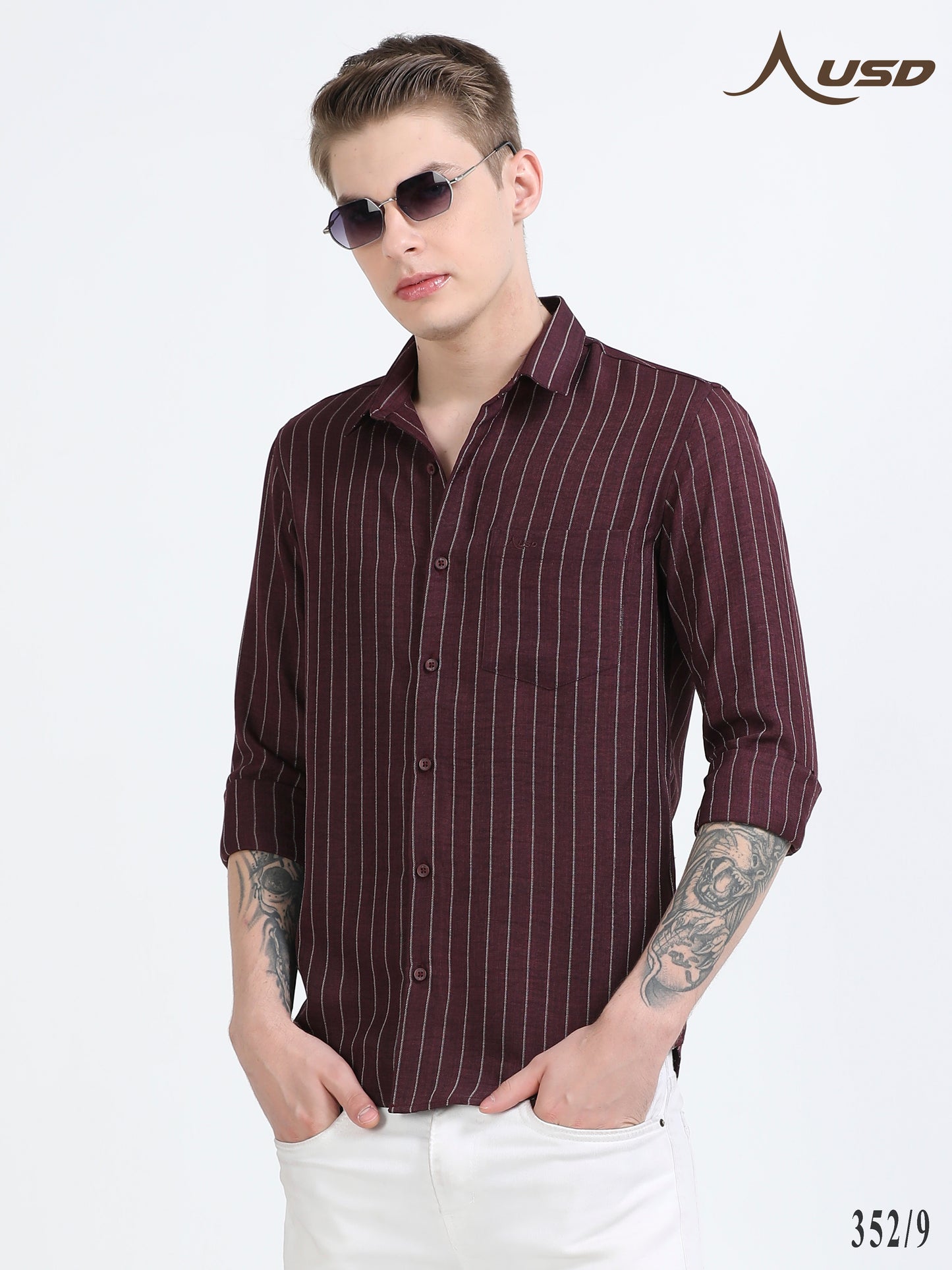 352/9-Stylish Imported Line Strips Shirts