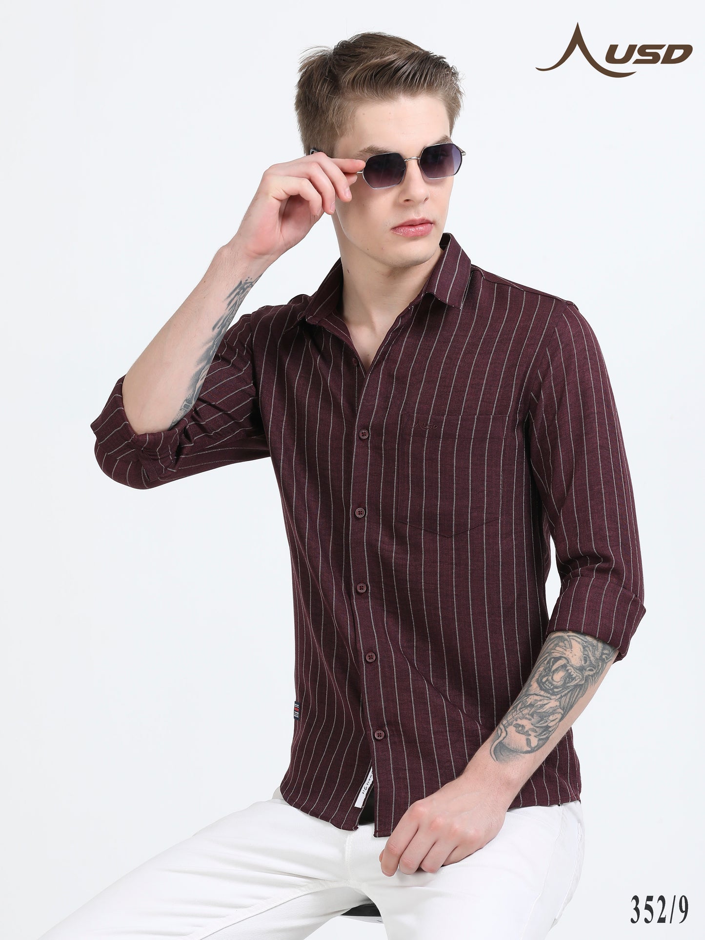 352/9-Stylish Imported Line Strips Shirts