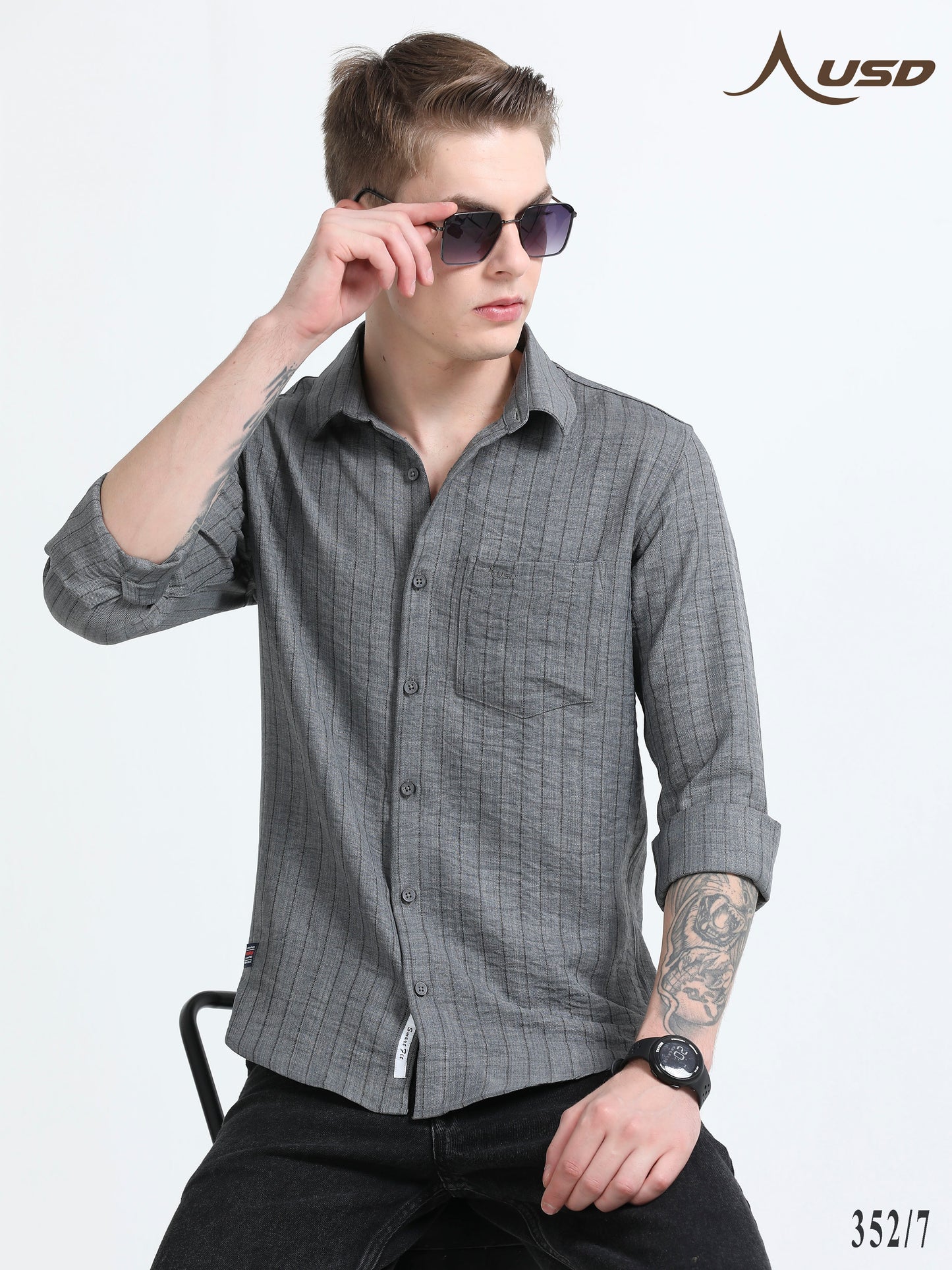 352/7-Stylish Imported Line Strips Shirts