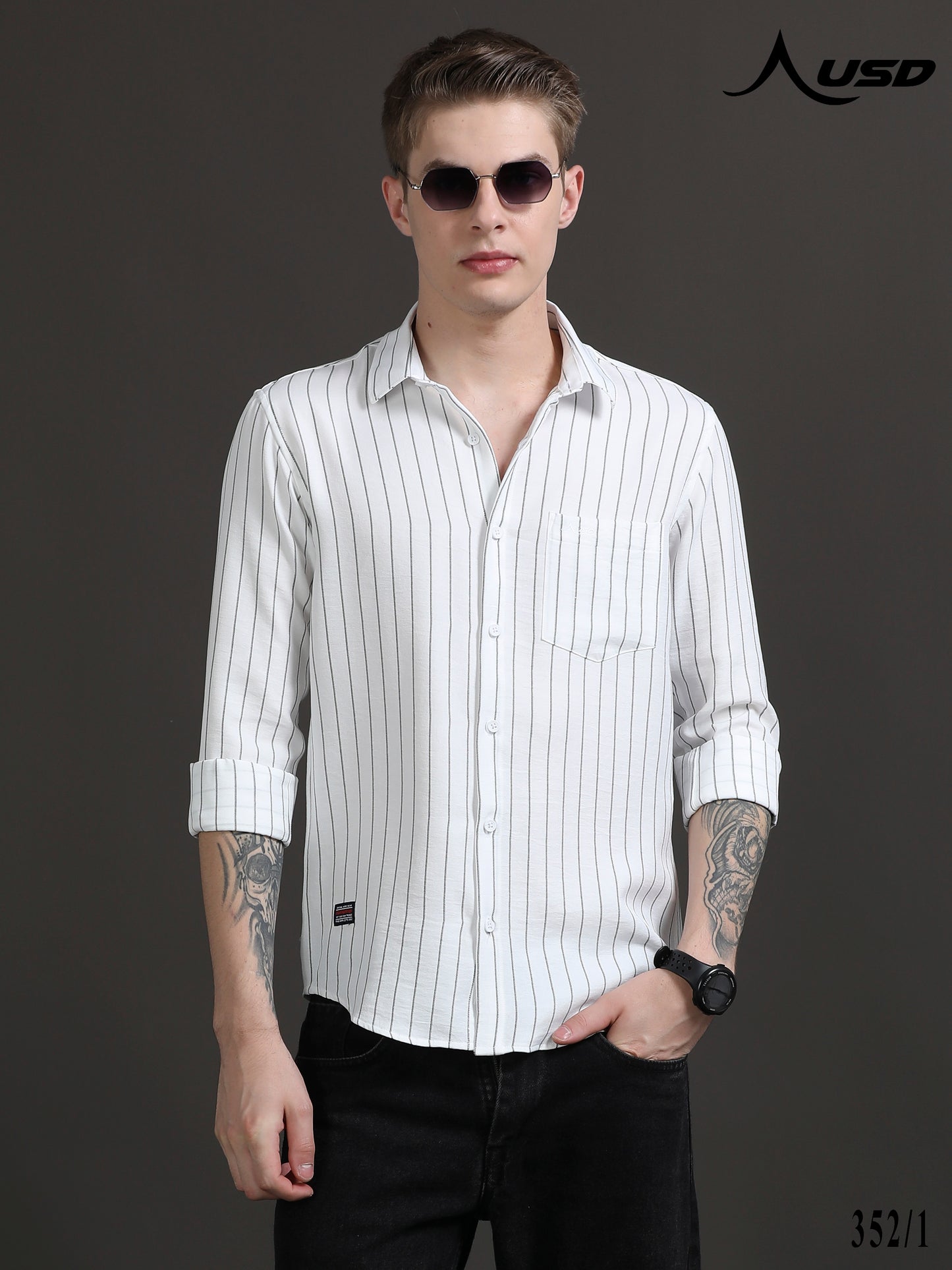 352/1-Stylish Imported Line Strips Shirts