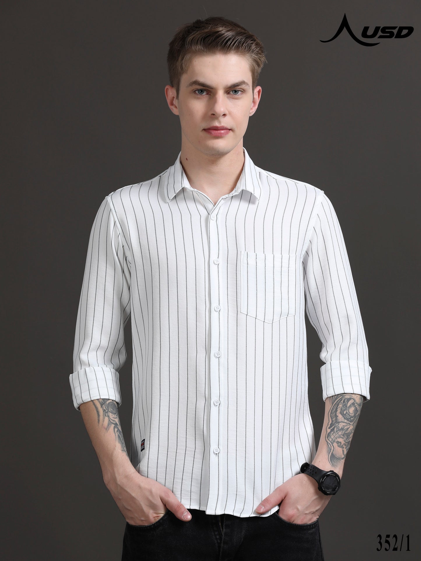 352/1-Stylish Imported Line Strips Shirts