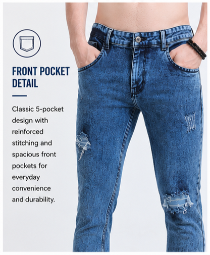 Torn Men's Premium Denim Jeans Ankle Fit - 358/2