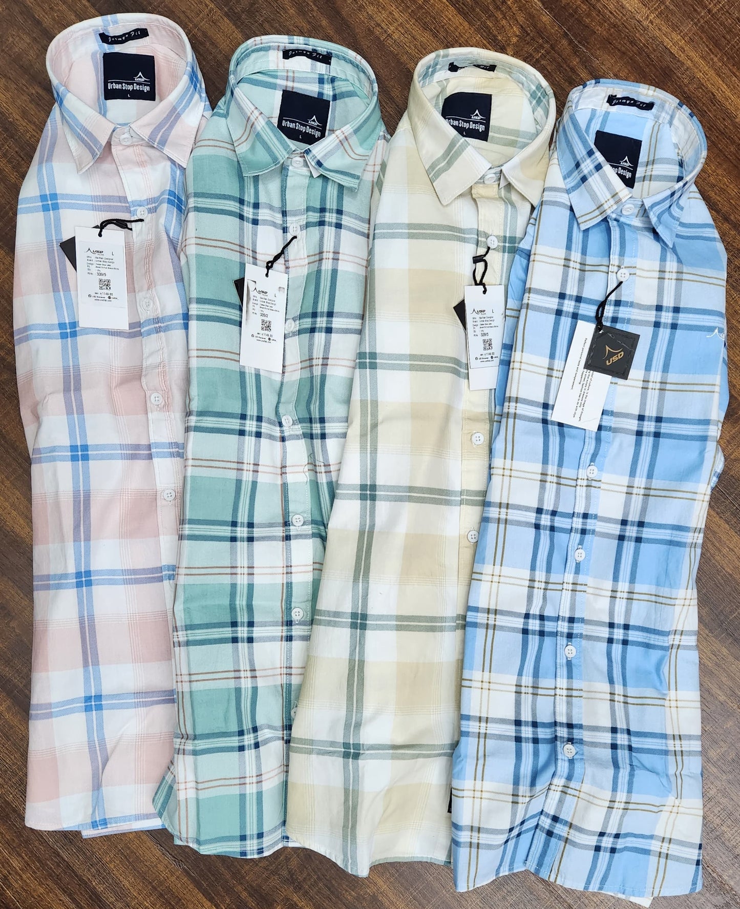 339/6-Twill Cotton Printed Chex Shirts