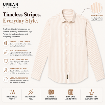 Mens Premium Striped Cotton Shirt - Regular Fit USD 408/6