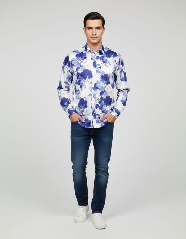 Premium Printed Satin Shirts - 376/2