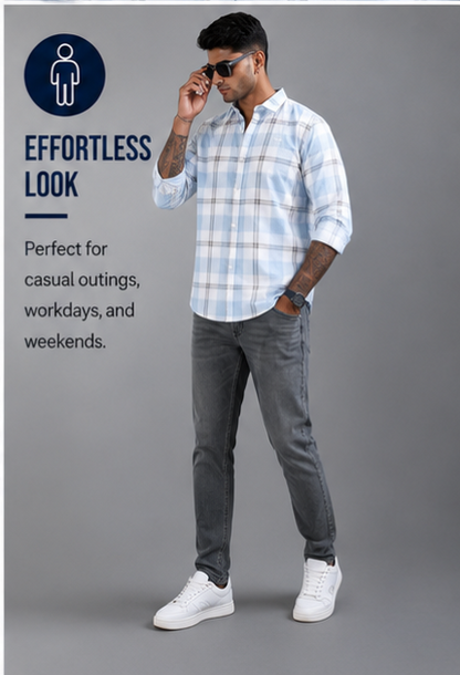 Twill Cotton Printed Chex Shirts - 339/7