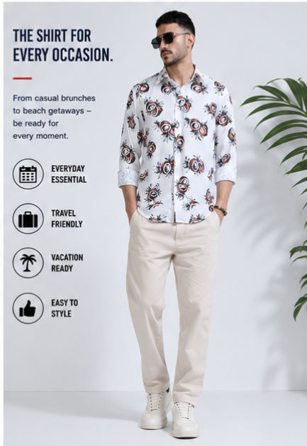 Premium Rayon Digital Print Shirt - 386/7