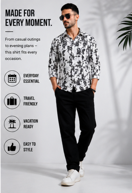 Premium Rayon Digital Print Shirt - 386/4
