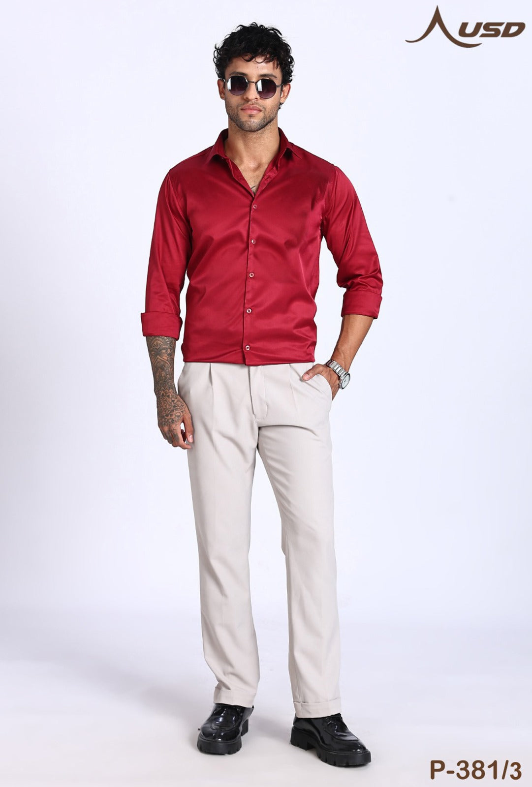 USD Premium Satin Lycra Party Wear Shirts-P-381/3