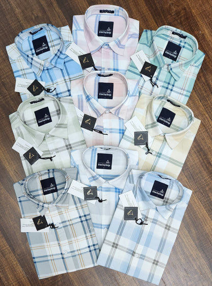 339/6-Twill Cotton Printed Chex Shirts