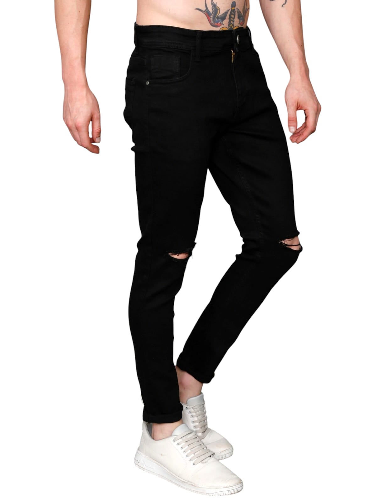 275-Knee-Cut Lycra Jeans - Ankle Fit